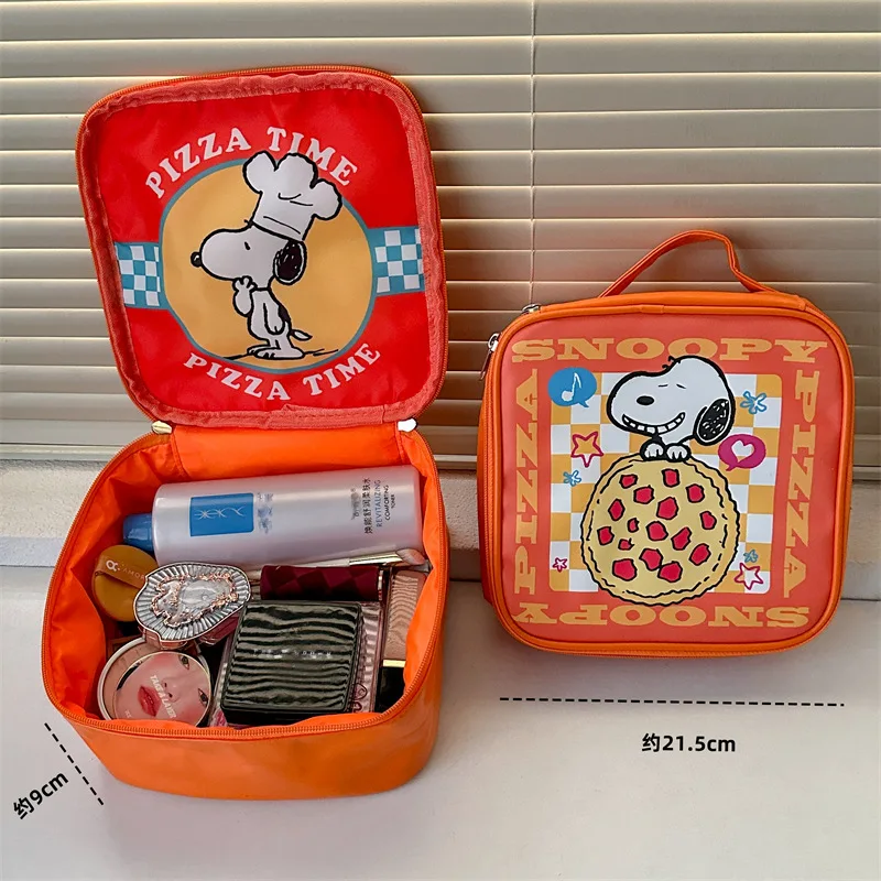 Snoopy Pizza Cosmetic Bag High-color Value Large-capacity Portable Handbag Cartoon Dirty-resistant Waterproof Wash Storage Bag