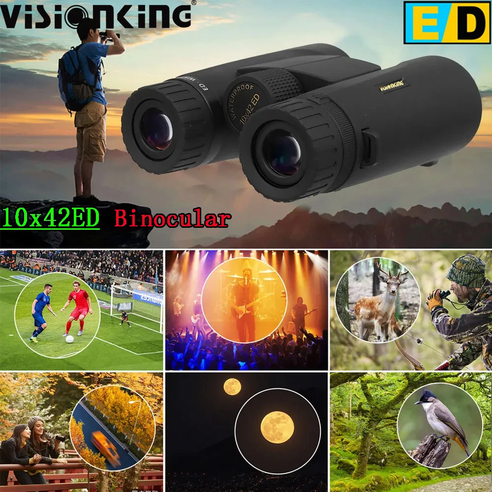 

Visionking Portable 10x42 ED Telescope BAK4 Roof IPX7 Waterproof Nitrogen FMC Binocular Camping Tourism Outdoor Birdwatching