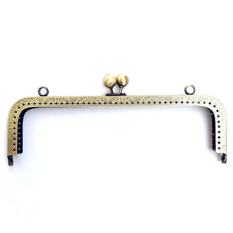 10 Uds. De cierres de beso con cerradura de flores mixtas, marco de Metal cuadrado en relieve, piezas para bolso, accesorios de 20cm