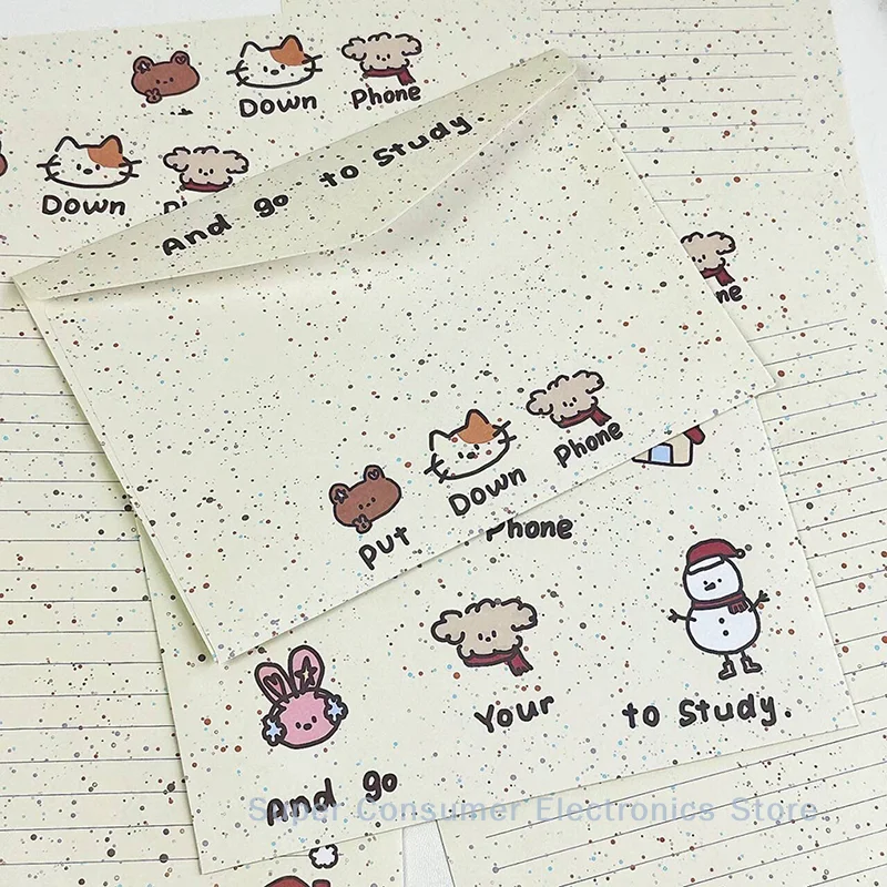 1Set Cartoon Small Animal Envelope Set Cute Letter Paper Blessing Birthday Card Gift With Envelope Hand Drawn Cards Gift