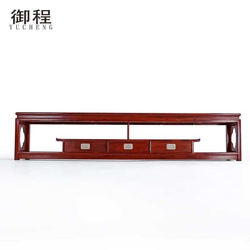 LTT Zambia lobular red sandalwood begonia TV cabinet log new Chinese floor cabinet
