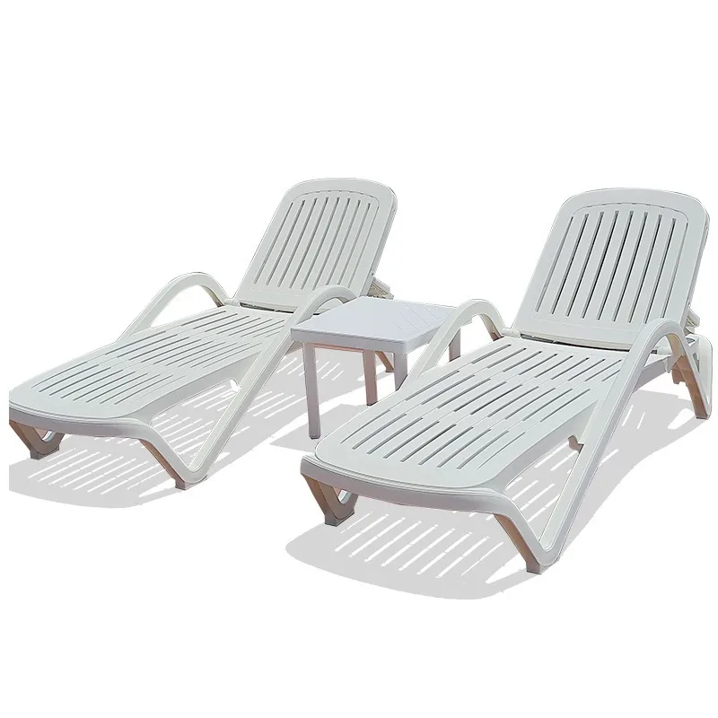 Villa garden sofa, patio deck chair, outdoor plastic beach chair in swimming pool, hot spring hotel swimming pool leisure