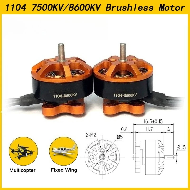 1104 Brushless Motor 7500KV 8600KV 2-3S for 90-110mm Micro FPV Racing Drone RC Quadcopter Replacement Motor