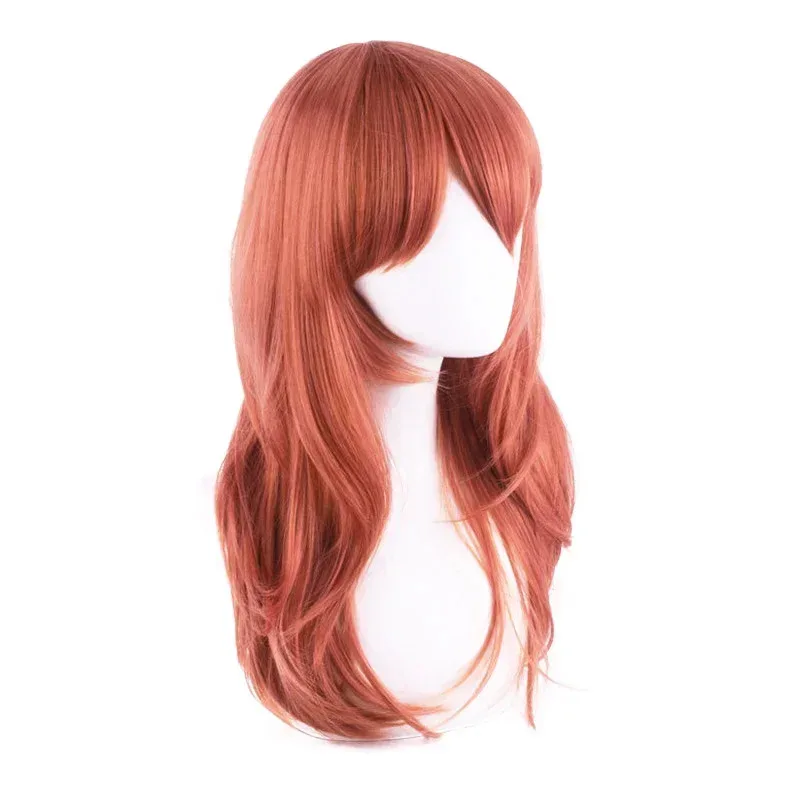 بالمنشار رجل الملاك الشيطان شعر مستعار تأثيري الملاك الشيطان برتقالي طويل بني داكن مقاومة للحرارة هالوين شعر مستعار للحفلات غطاء شعر مستعار
