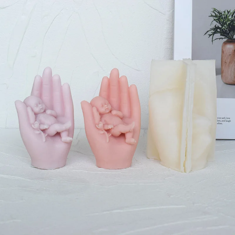 Palm Baby Silicone Mold for Handmade Candle Plaster Soap Epoxy Resin Chocolate Decoration Gypsum Ice DIY Baking Mould