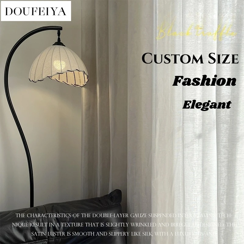 Italian-style High-end Satin Silky Living Room Window Screen Curtain That Is Light-proof and Opaque Fashion Elegant Custom Size