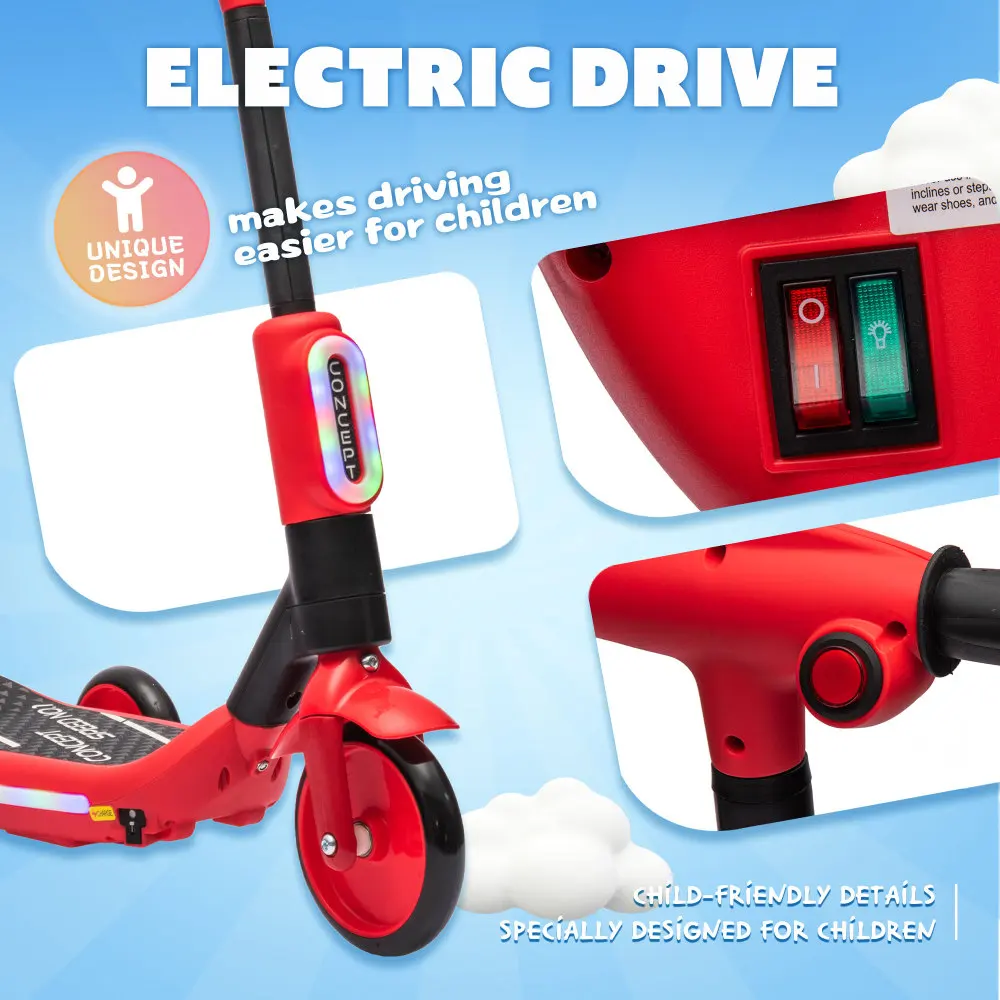 2-in-1 Kids Electric Three-Wheel Scooter with Music LED Tail Lights Spray PU Wheels Wide Pedal Balance Toy for Children Ages 3-6