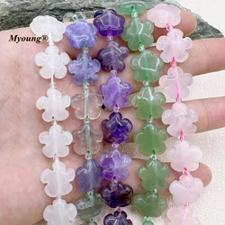 Plum Blossom Flower Shape Natural Crystal Quartzs Agates Jaspers Stone Space Beads For DIY Jewelry Making MY230816