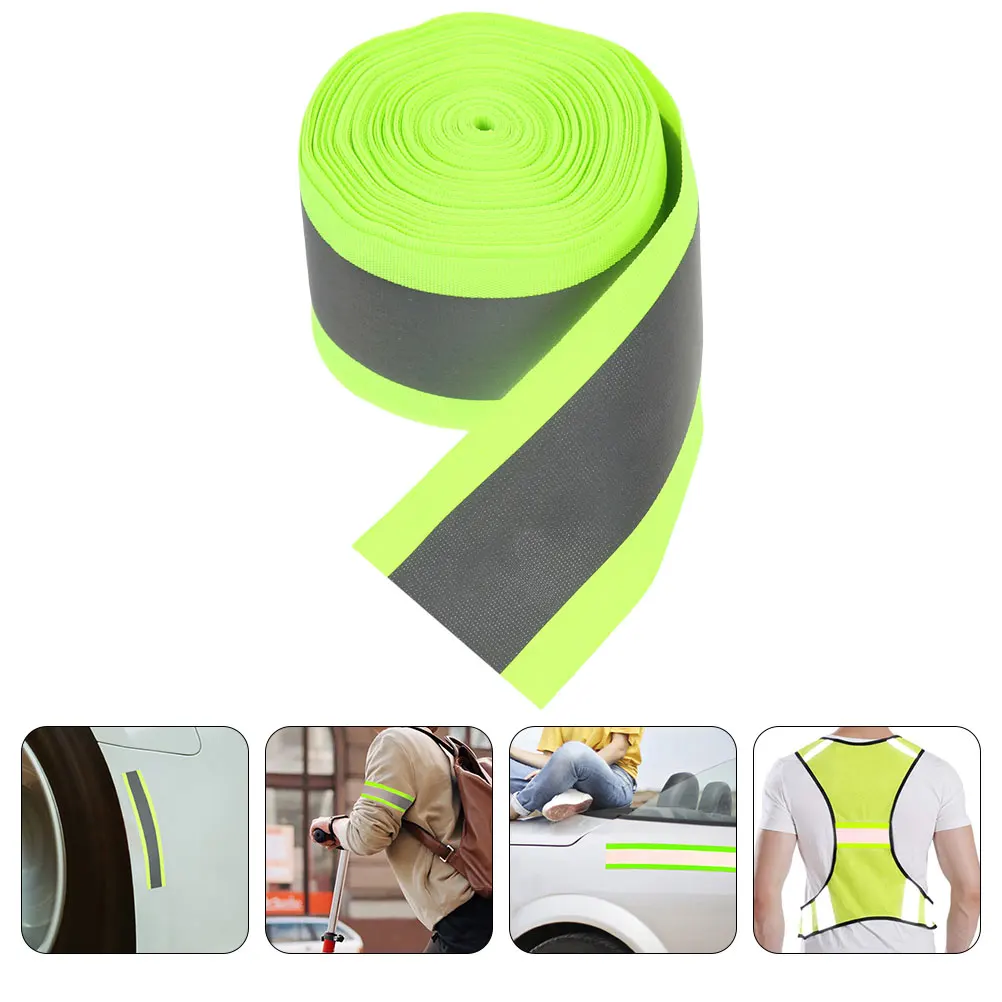 5 Meters Reflective Webbing Strip Fluorescent Safety Fabric Sew-On High Visibility Ribbon For Clothes Gear Jackets Bags