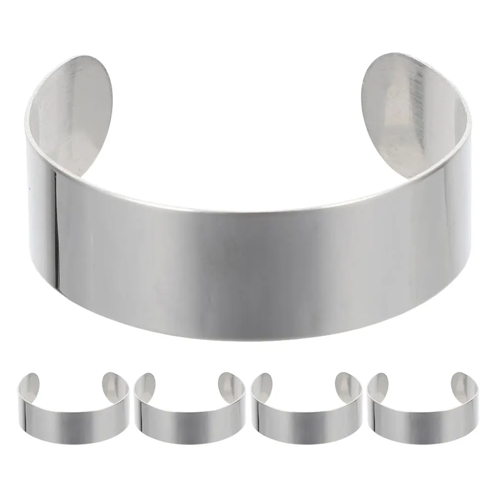

5 Pcs Stainless Steel Bracelet Core Blank Cuff Bangle Bracelets DIY Manual Bangles for