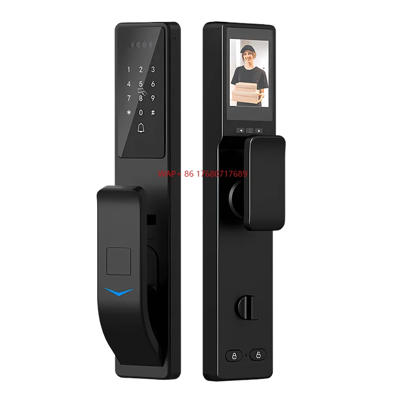 

Hot Sale Digital 3D Smart Door Lock with Cat Eye Remote Video Card Unlocked Home Connect Wifi App Fingerprint Gate