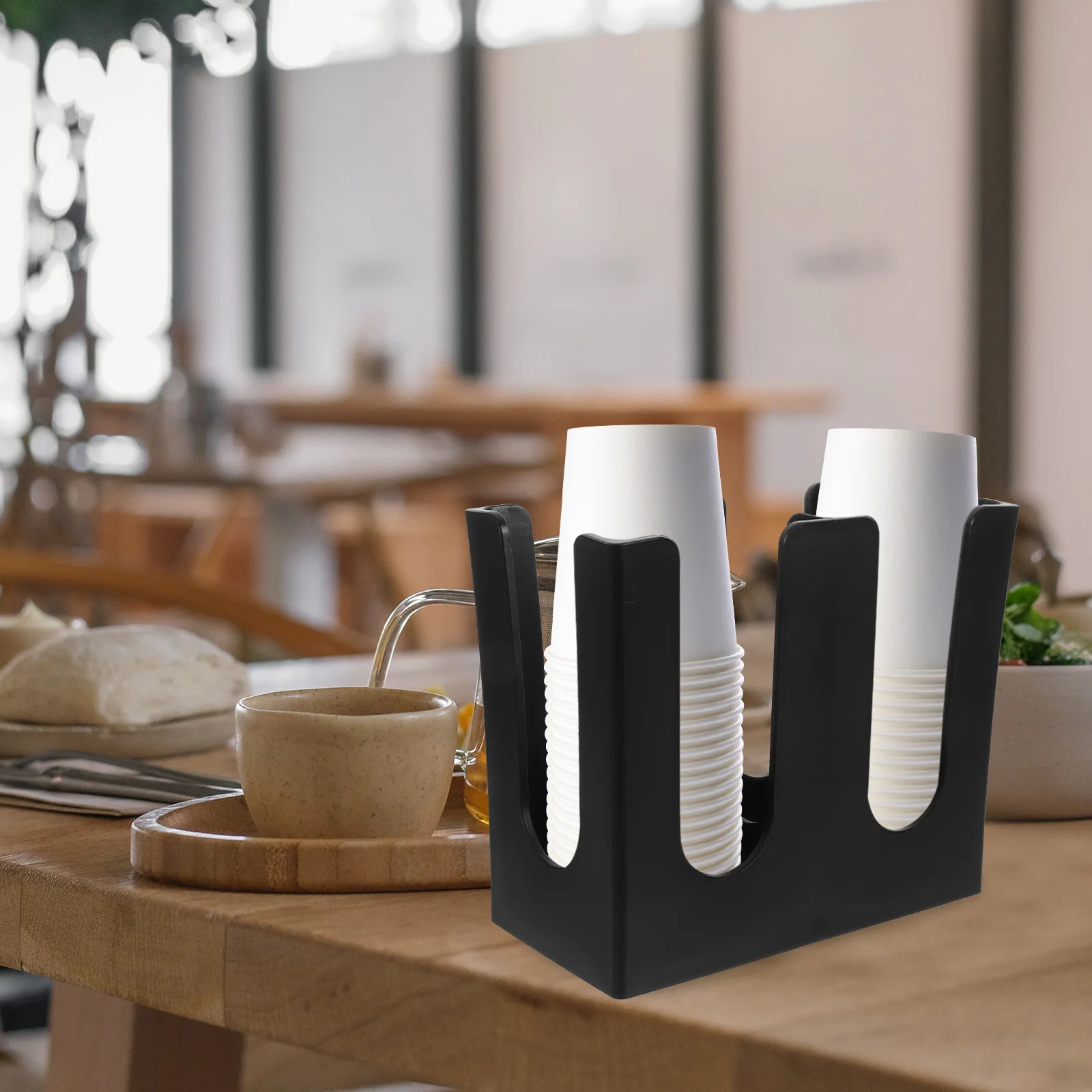 

Paper Cup Dispenser Rack Organizer Holder for Coffee Milk Tea Shop Countertop Large Capacity Easy Install No Tools