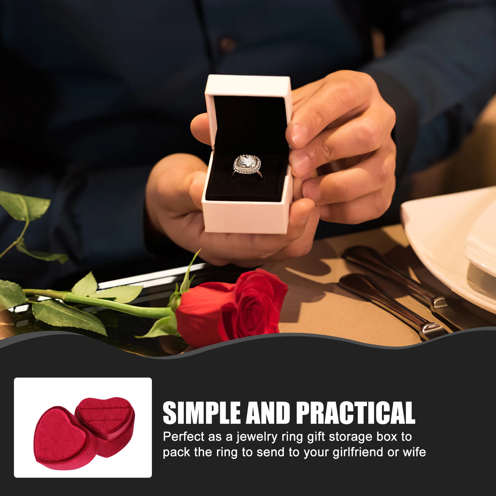 

Heart Jewelry Box Heart-shape Ring Holder Organizer Boxes Seat Cushion Case Wedding for Ceremony Lovers
