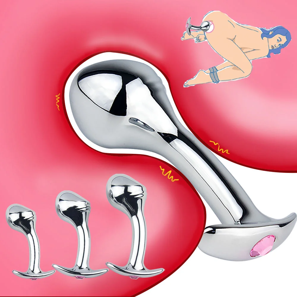 Anal Plug Stainless Steel Metal Three Sizes Anal Dilator with Handle Metal Hip Massager Couple Flirting Game Adult Toy 18+ BDSM