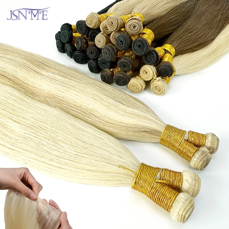 

JSNME Genius Human Hair Weaves European Remy Human Hair Weft Bundles Sew In Weft Extensions Blonde 14"-24" Natural Hair women