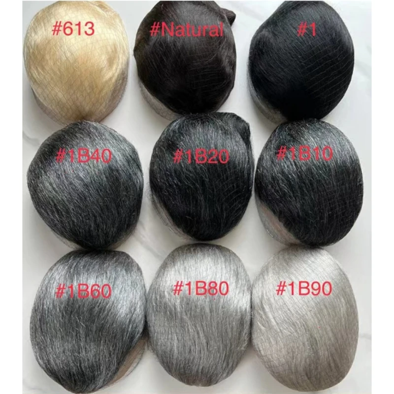 نظام مزج الشعر الرمادي للرجال، قاعدة أحادية للشعر البشري مقاس 8 × 10 بوصة |   للتجمعات العائلية الألوان 1B80 4T613 #4