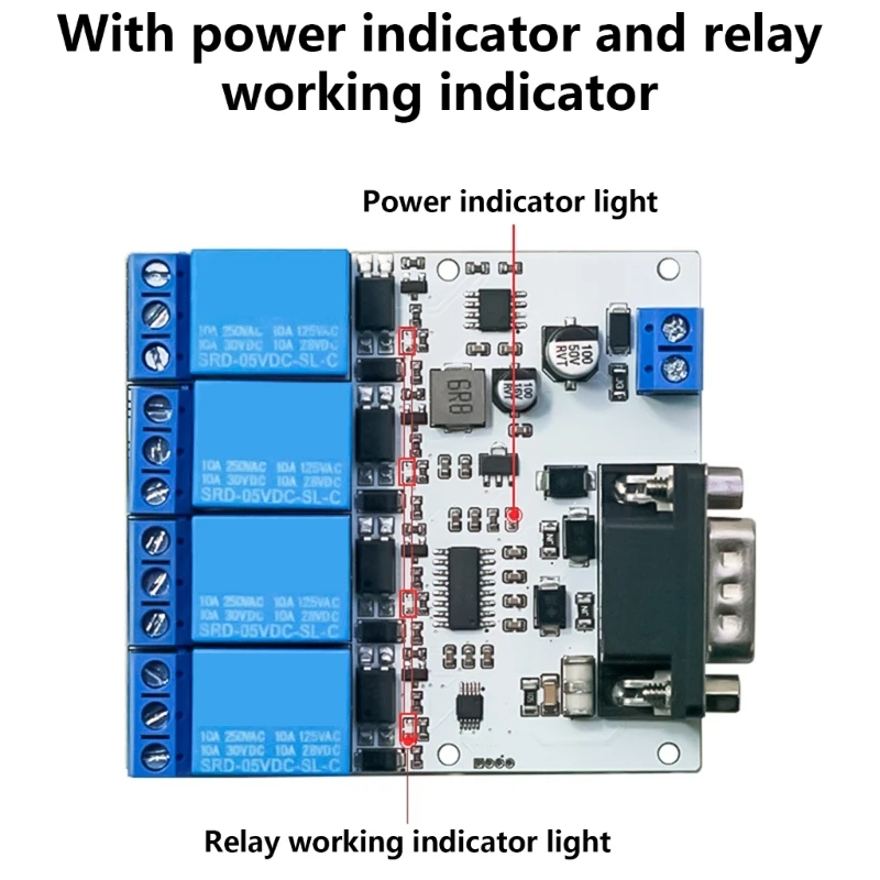 Modul Relai Modbus RTU RS232 5-32V Papan Catu Daya 8bit MCU SP3232 Papan Sakelar untuk Aksesori Peralatan Rumah Tangga