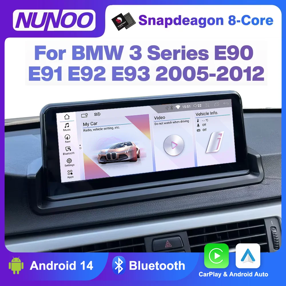 Android 14 E90 CarPlay For BMW 3 Series E90 E91 E92 E93 2005-2012 Car Multimedia Player GPS Stereo WIFI Head Unit Auto Radio
