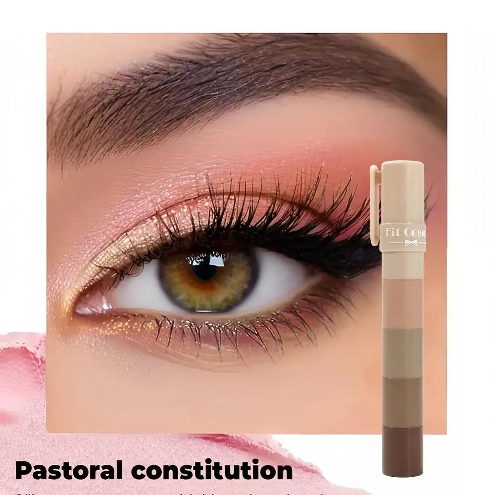 Sombra de olhos multiuso à prova de manchas, à prova d'água, iluminador sedoso, pérola, glitter, caneta brilhante de longa duração 5 em 1