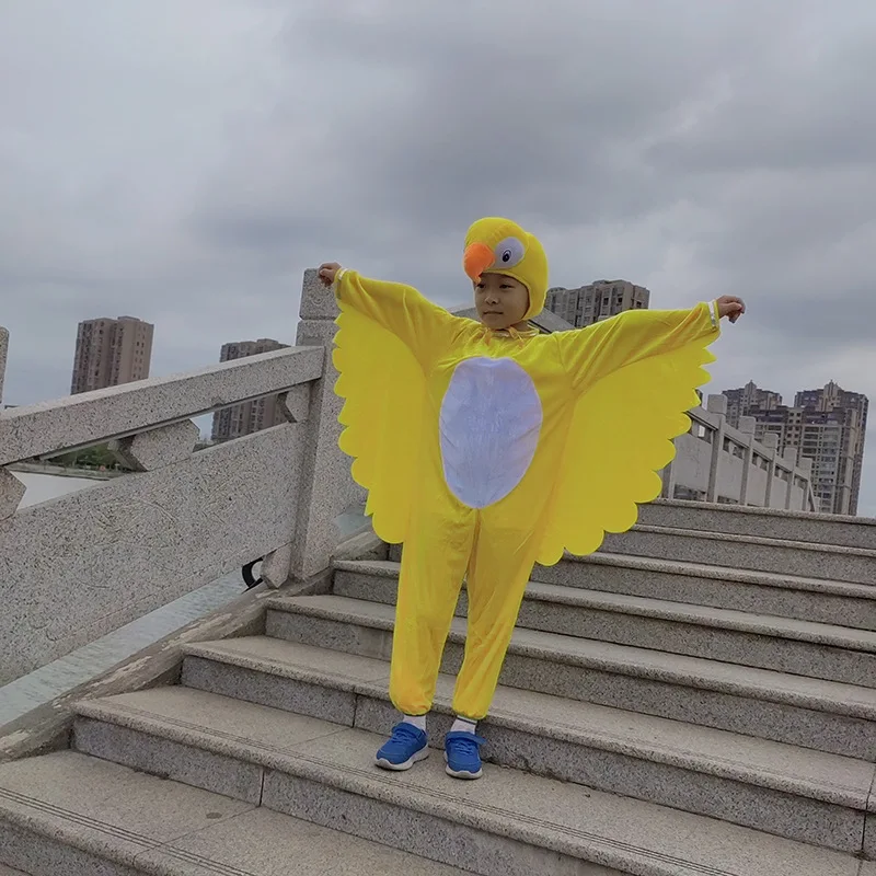 Kids Cosplay Parrot Performance Costumes Parakeet Budgerigar Jumpsuits Children\'s Dancing Dress Bird Animal Cartoon Stage Show