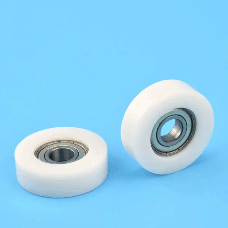 1pc 12 * 45 * 14mm flat roller embedded with 6001zz bearing plastic coated nylon/POM passive pulley