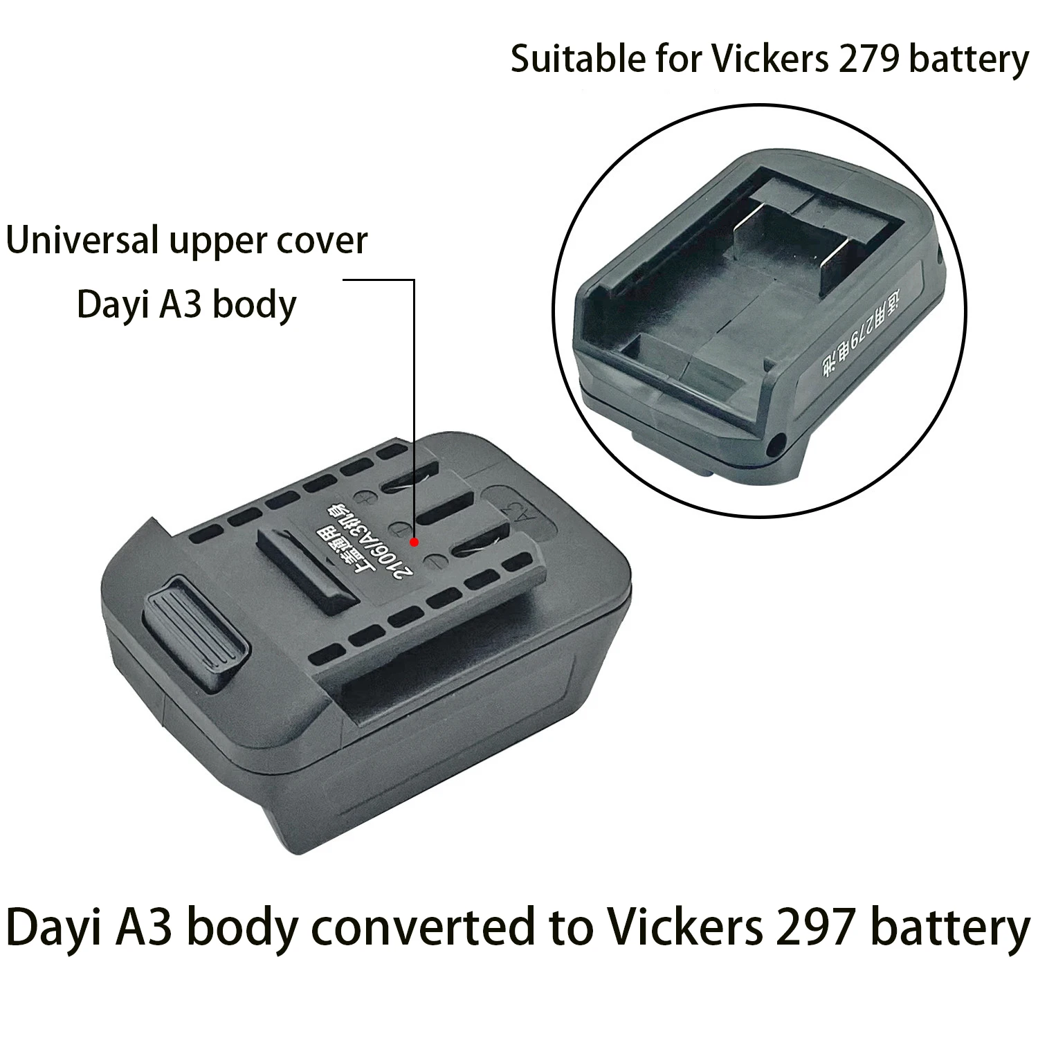 Dayi A3/2106 body to Vickers 297 battery 279 battery converter lithium battery wrench