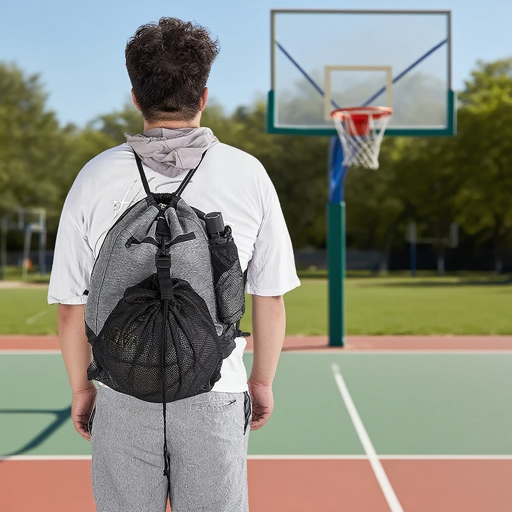 

Drawstring Basketball Backpack with Detachable Mesh Bag Foldable Soccer Backpack Sports Sack Bag Volleyball Baseball Yoga Bag