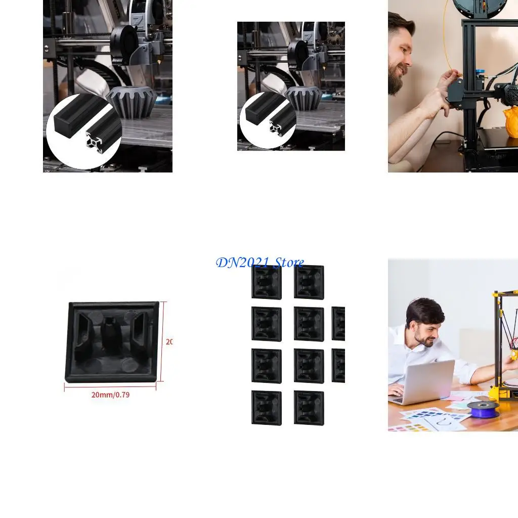 

F3KE BULK 10PCS 2020 V Слот Пястопроницаемые Конечные крышки ABS материал 20x20 мм DIY проекты