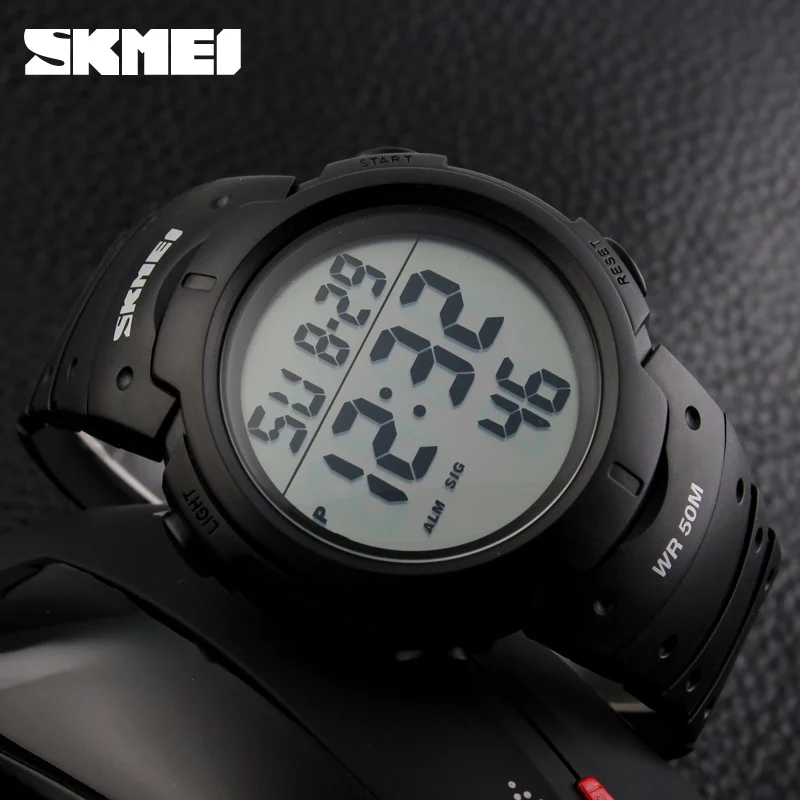 SKMEI 1068 reloj hombre Outdoor Sport Watch Men Big Dial Fashion Simple Watches Calendar PU Strap 5Bar Waterproof Digital Watch