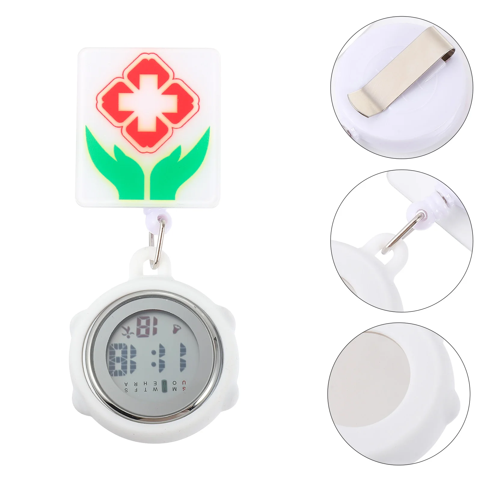 

Portable Retractable Digital Nurse Watch Multifunction Alarm Chronograph Stopwatch Date Display With Back Clip Watch