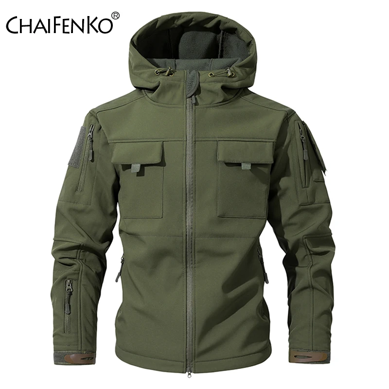 Men Lurker Shark Skin Soft Shell Tactical Jacket Waterproof Fleece Hooded Coat Hunt Clothes Autumn Solid Outdoor New Jacket Men