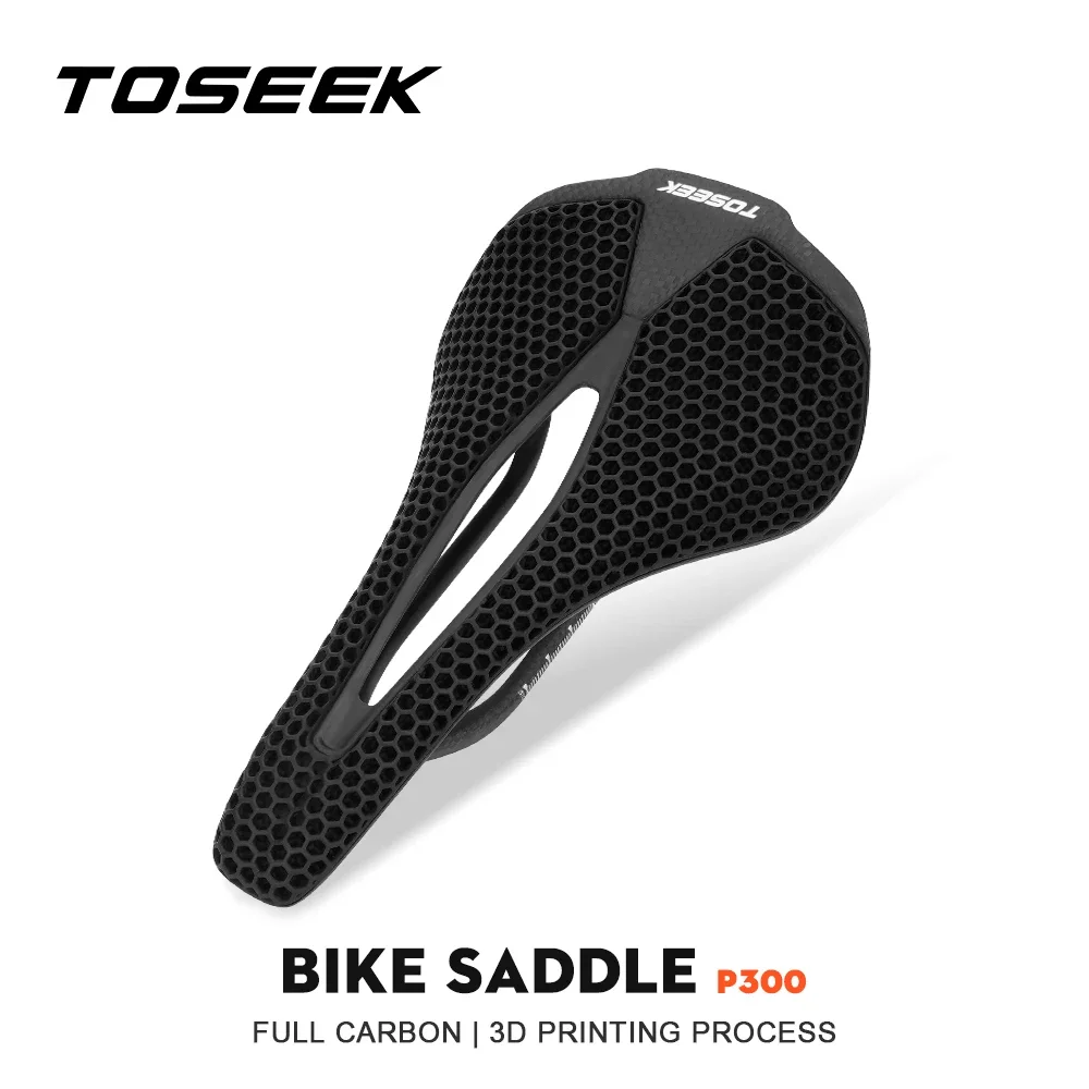 TOSEEK P300 Full Carbon Saddle - Ultralight 3D Printed Road and Mountain Bike Saddle for Ride Comfort and Performance