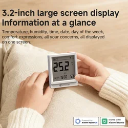 Smart Bluetooth Temperature Humidity Sensor T1 3.2” LCD Screen Long Standby Compatible with Mijia Home APP Chinese Version