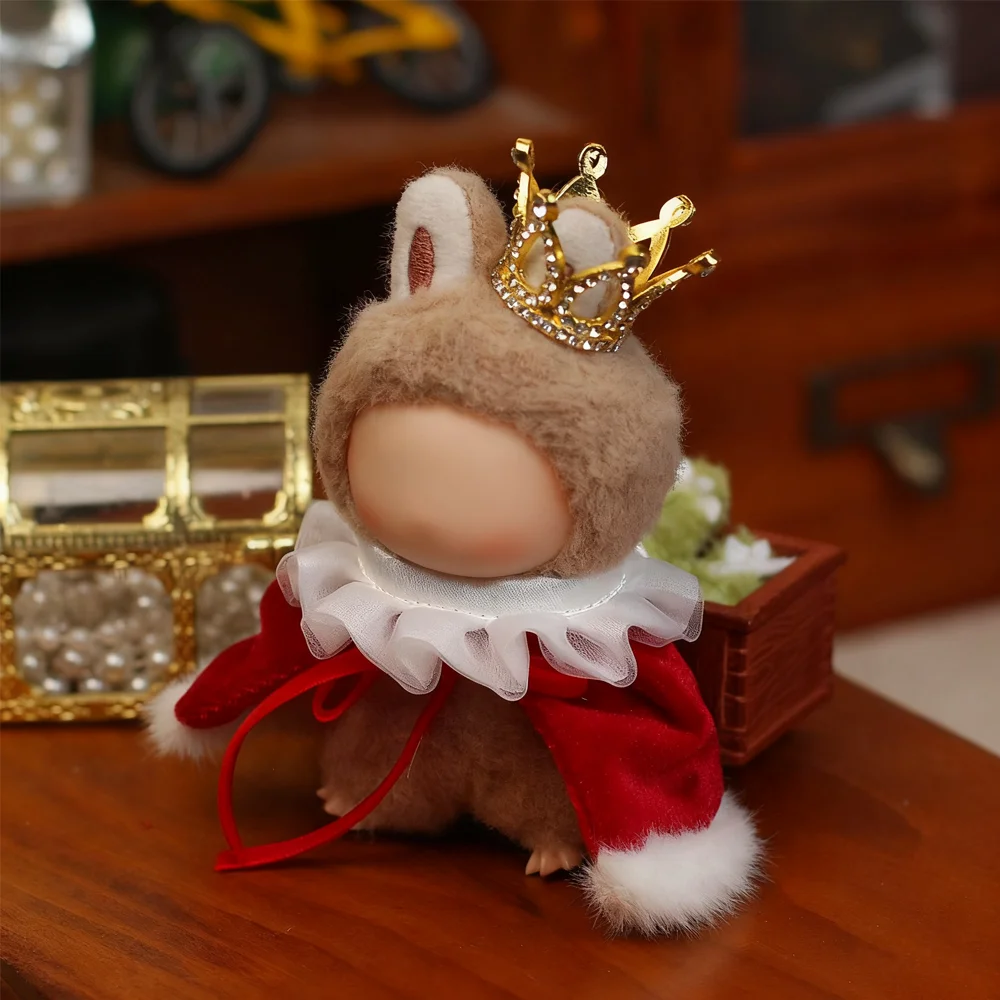 ملابس دمى صغيرة عباءة الملك ل 17 سنتيمتر/10 سنتيمتر Labubu الديكور الزي اكسسوارات مع تاج DIY بها بنفسك ازياء لدمية المعبود كوريا #4