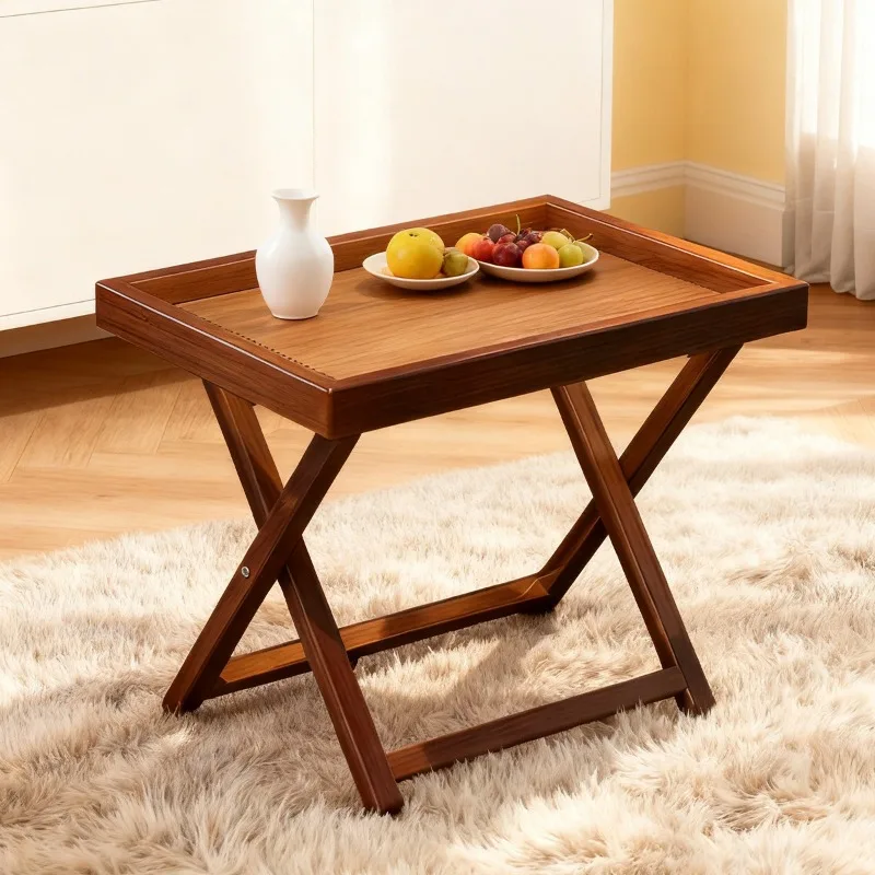 Nanzhu folding table, home sofa side table, mini table, living room coffee table, storage rack, balcony creative side table