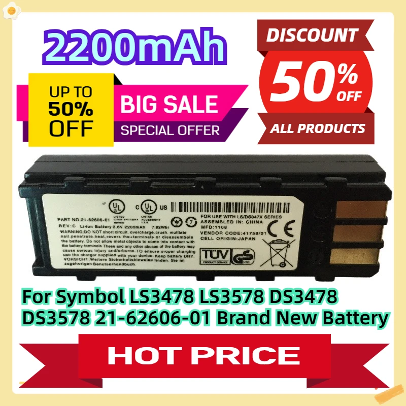 

For Symbol LS3478 LS3578 DS3478 DS3578 21-62606-01 Brand New 2200mAh Battery