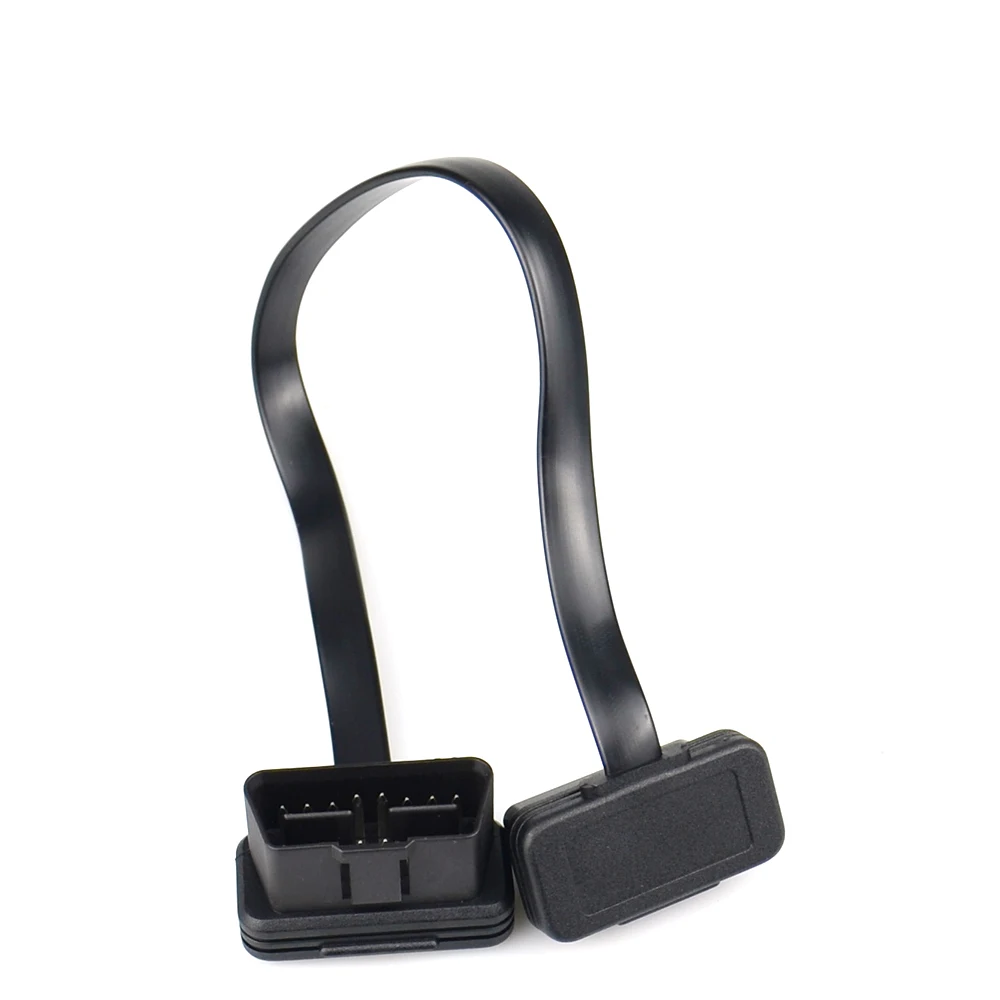 30/60/100 سنتيمتر شقة + رقيقة مثل المعكرونة 16 دبوس المقبس obd obdii 16pin ذكر إلى أنثى سيارة الماسح الضوئي obd2 تمديد كابلات الموصلات