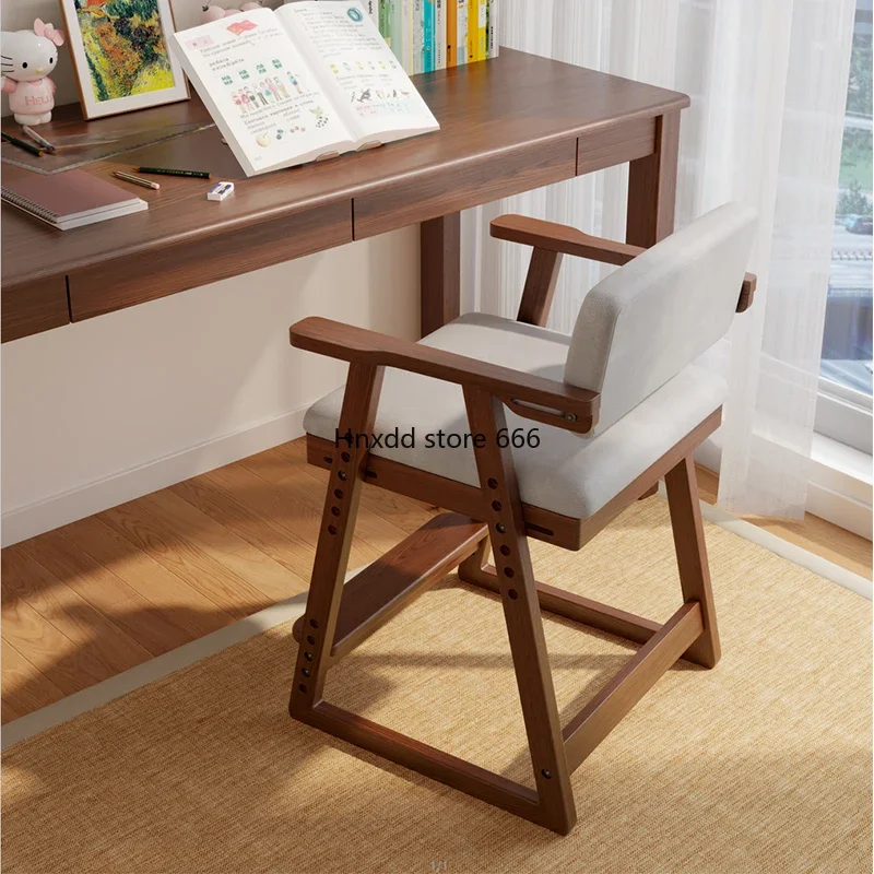 Solid wood children's study chair can be adjusted to correct students' desk chair