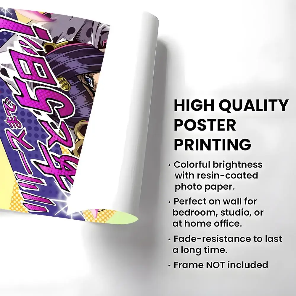Anime JoJos Bizarre Adventure Poster Self-adhesive Art Waterproof Paper Sticker Coffee House Bar Room Wall Decor