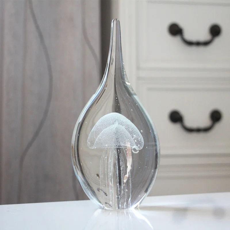 Glass Decoration Office Living Room Porch Wine Cabinet Water Drop Jellyfish Gift Souvenir