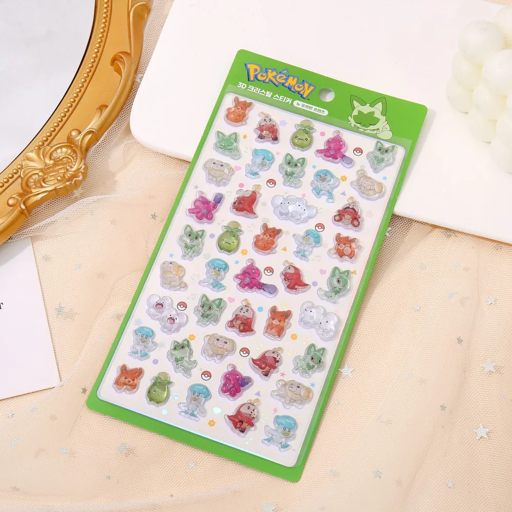 3D Pokemon Pikachu Kawaii Stickers Transparent Jelly Crystal Cute Decals Cartoon Anime for DIY Notebook Phone DIY Sticker Toy view 3