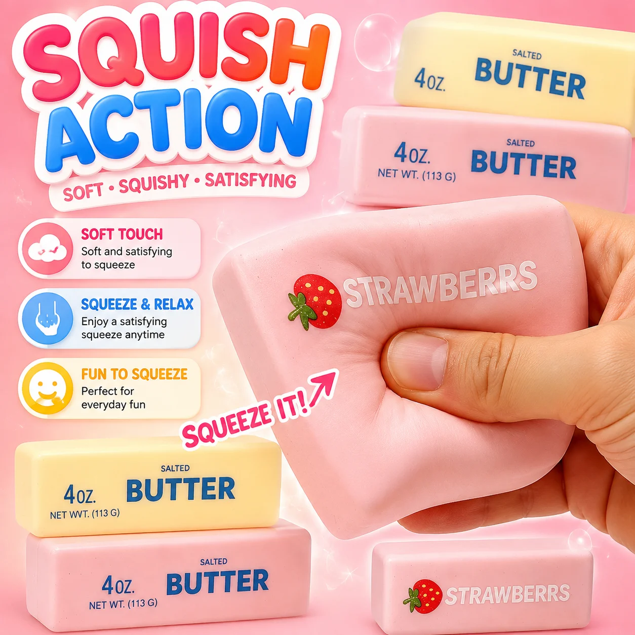 Butter Stick Squishy Toy Slow Rising Squeeze Fidget Brick Anti Stress Relief Hand Relax Gift 3 Styles Butter Bar Sensory Toys