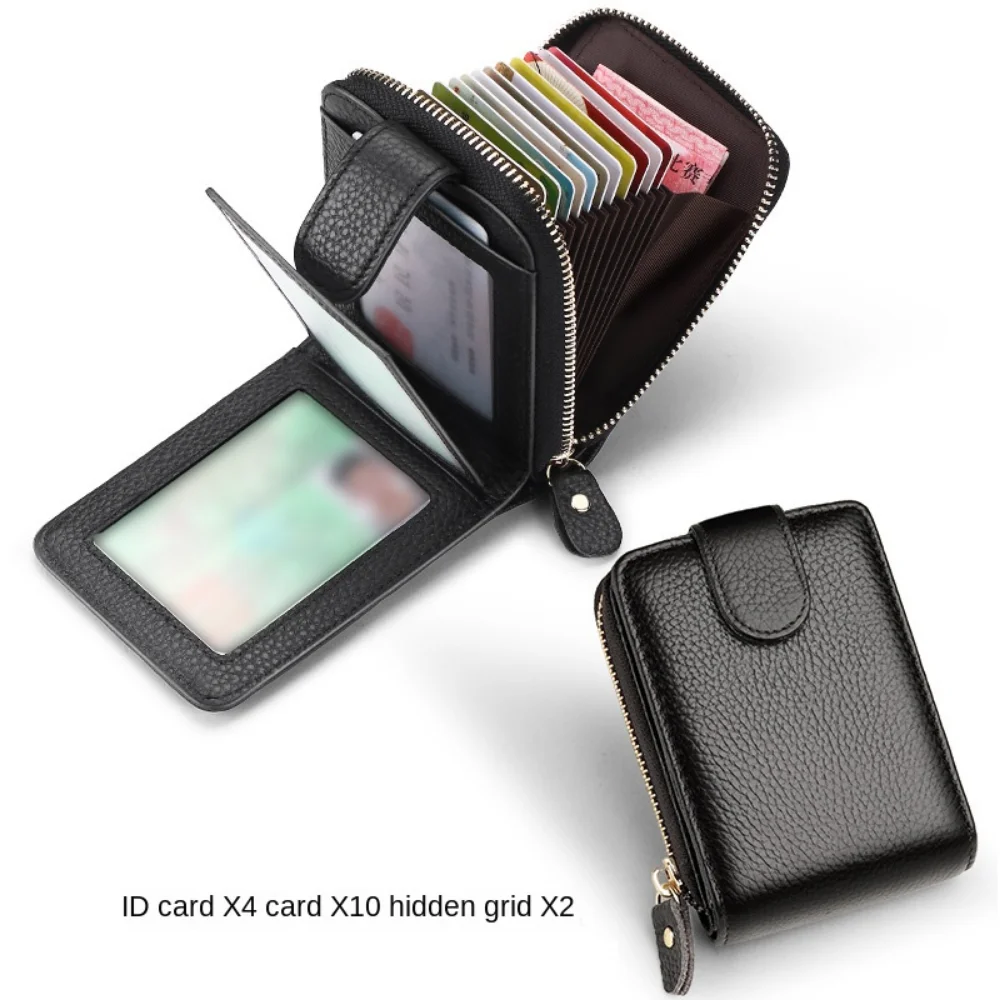 11/16 Slots PU Leather Card Holder with Buckle RFID Protected Men's Zipper Wallet Multipurpose Large Capacity Small Card Bag