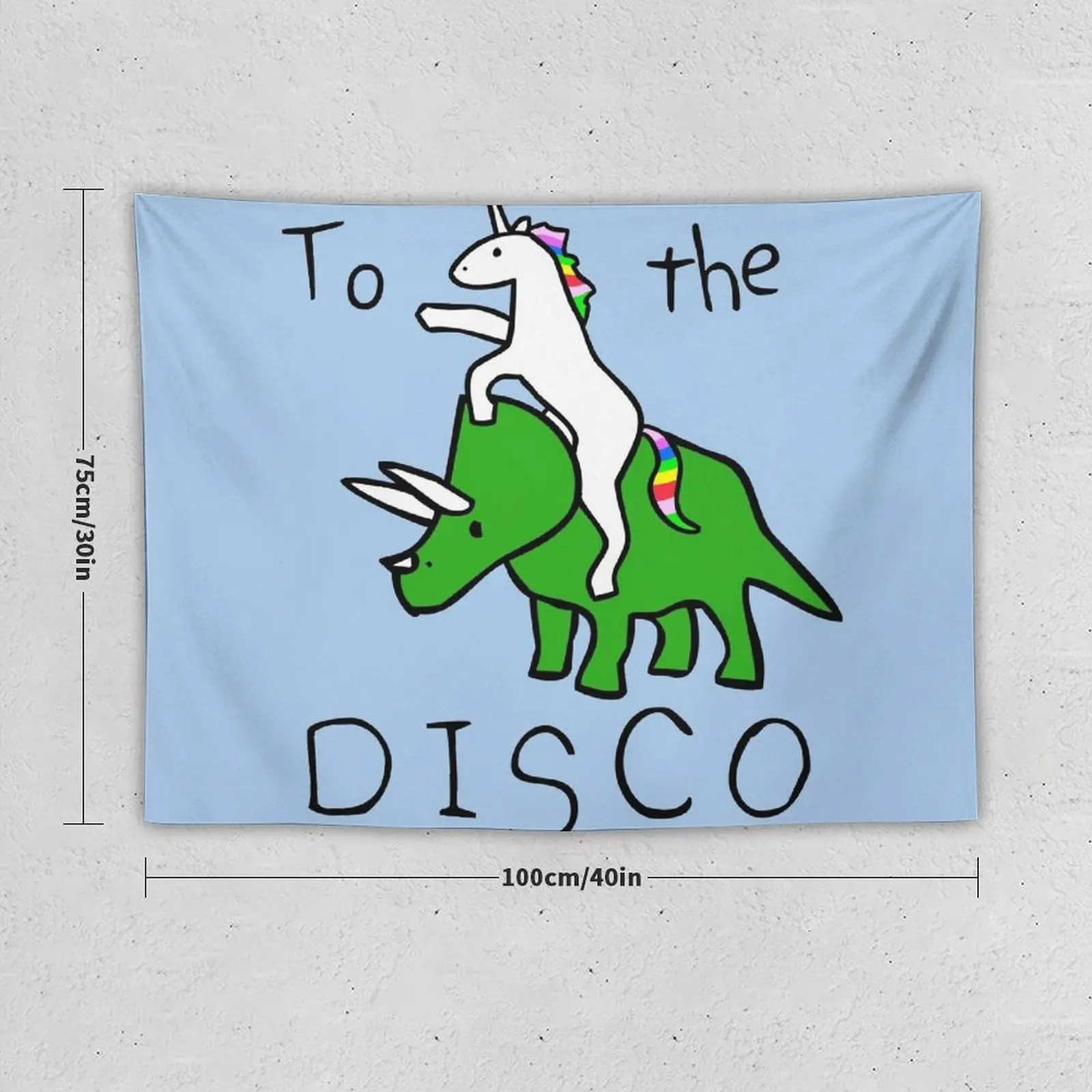 To The Disco (Unicorn Riding Triceratops) Tapestry Aesthetic Room Decor Christmas Decoration Room Aesthetic Tapestry