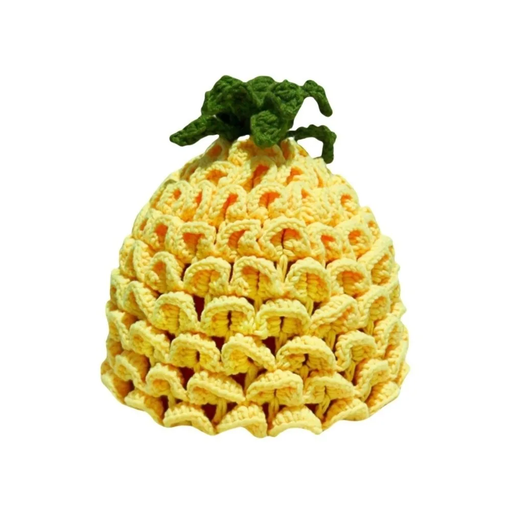 

Grape Creative Knitted Fruit Hat Playful Thick Strawberry Pullover Cap Handmade Funny Pineapple Beanie Outdoor