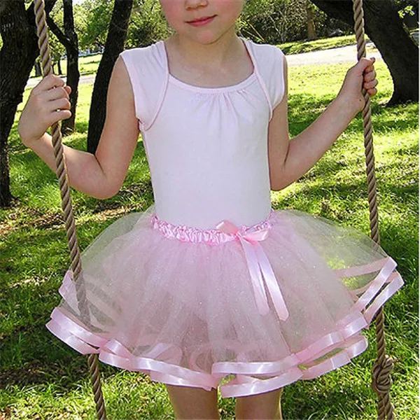 Summer Fashion Girl Casual Chiffon Tutu Pink Ribbon Skirt Baby Girl Birthday Party Ball Gown Pettiskrit For 8T Girls