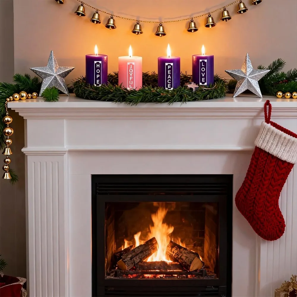 2×3 Inch Advent Pillar Candles with Words, Purple & Pink, for Advent Wreath & Christmas Decor, Long-Lasting Dripless view 6