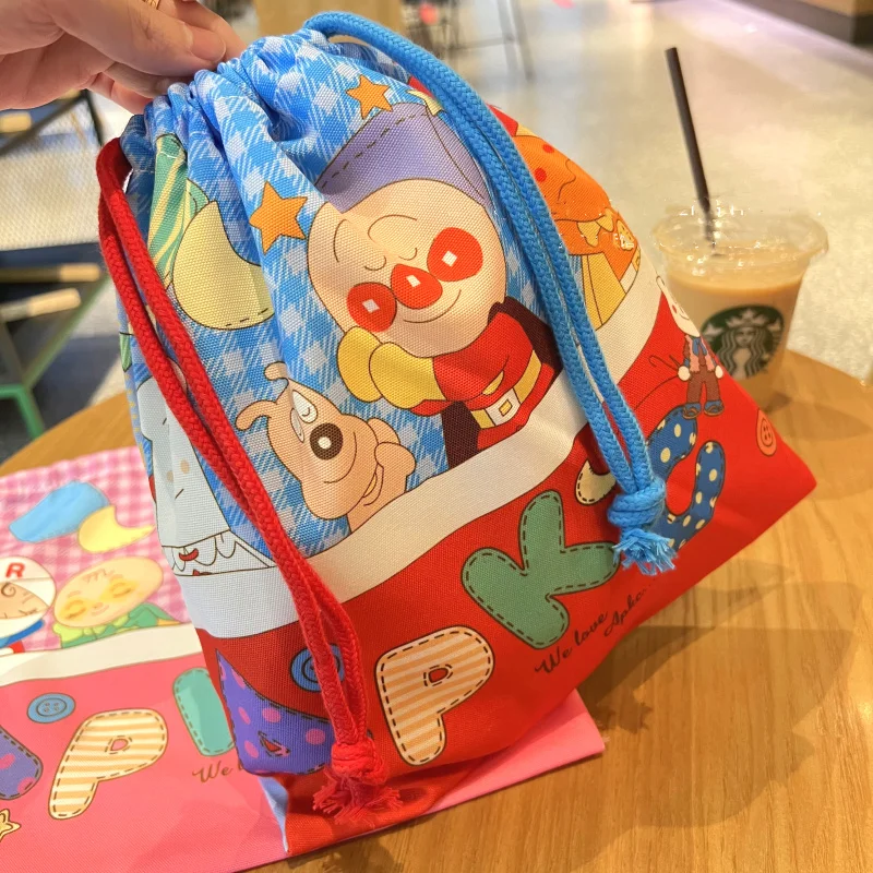 Anpanman-Bolsa de almacenamiento con cordón para puzle, bolsa colgante de viaje para compras, ropa, bolsas de embalaje, organizador de juguetes de