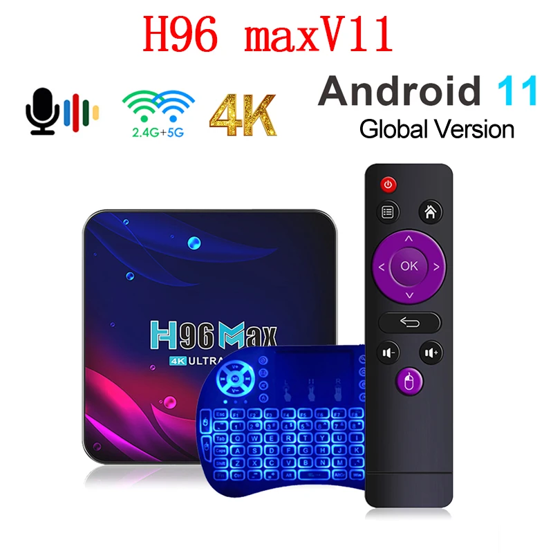 Dispositivo de Tv inteligente H96 Max V11, decodificador con Android 11, 4K, HD, Google Play, WiFi 2,4G y 5G, receptor Bluetooth, reproductor