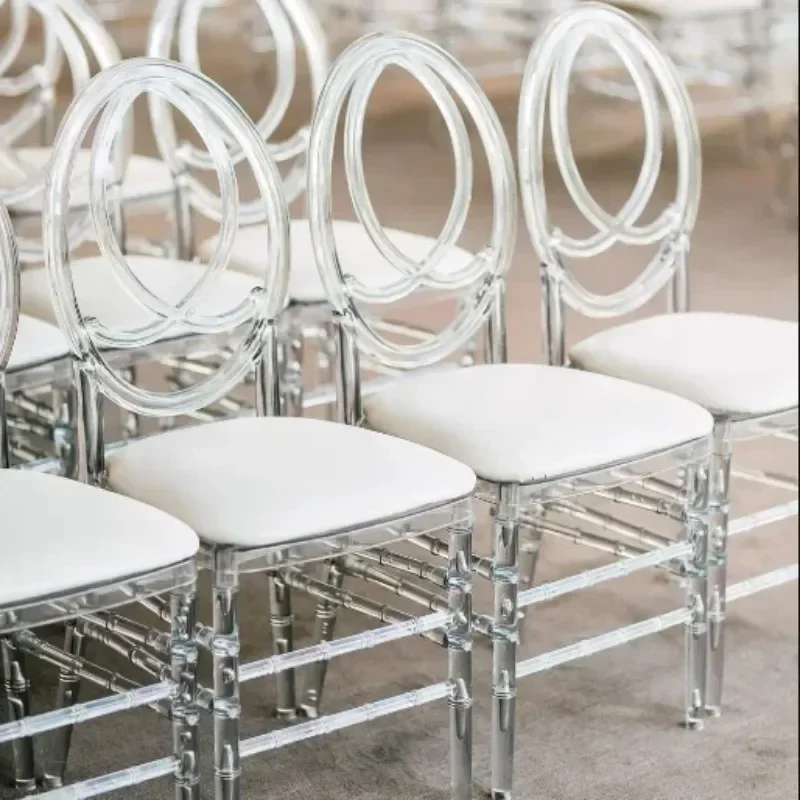 Factory wholesale assembly of sponge cushion PVC material  steady  solid transparent chair suitable for wedding banquet outdoor